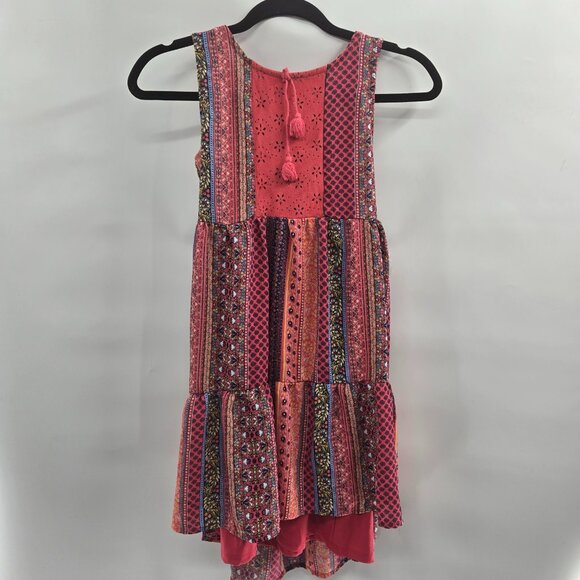 Zoey Girl Orange Multicolor Boho Patchwork Lined Dress Girl's Size 12 - Picture 1 of 12